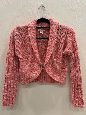 Pink Cropped Shawl Collar Sweater Cardigan